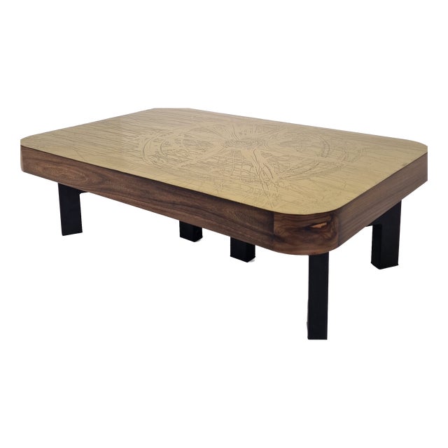 Etched Brass Coffee Table from Felix De Boussy, Belgium, 1976 For Sale