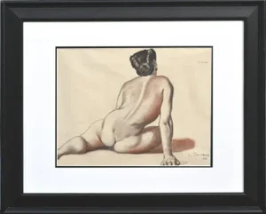 1948 "Nude Study, Diana" Charcoal Drawing, Framed