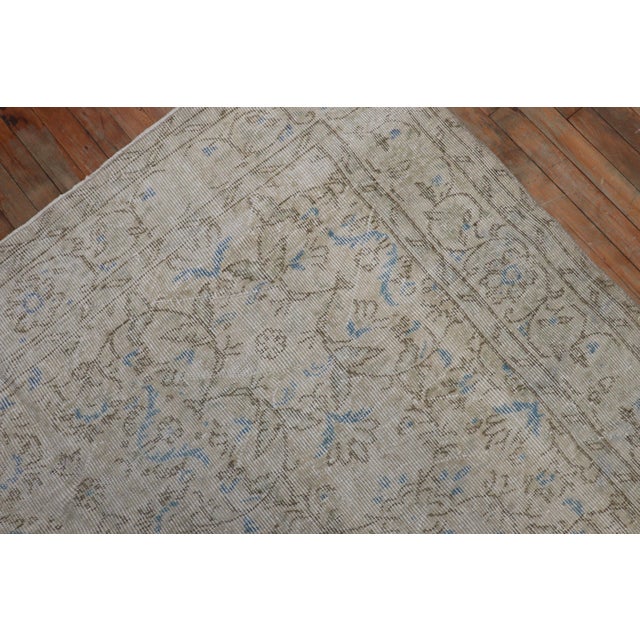 Neutral Off White Blue Vintage Turkish Rug, 6'7'' X 10' For Sale - Image 4 of 11