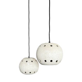 Hand-Crafted Textured Pendant Lights, Set of 2 For Sale