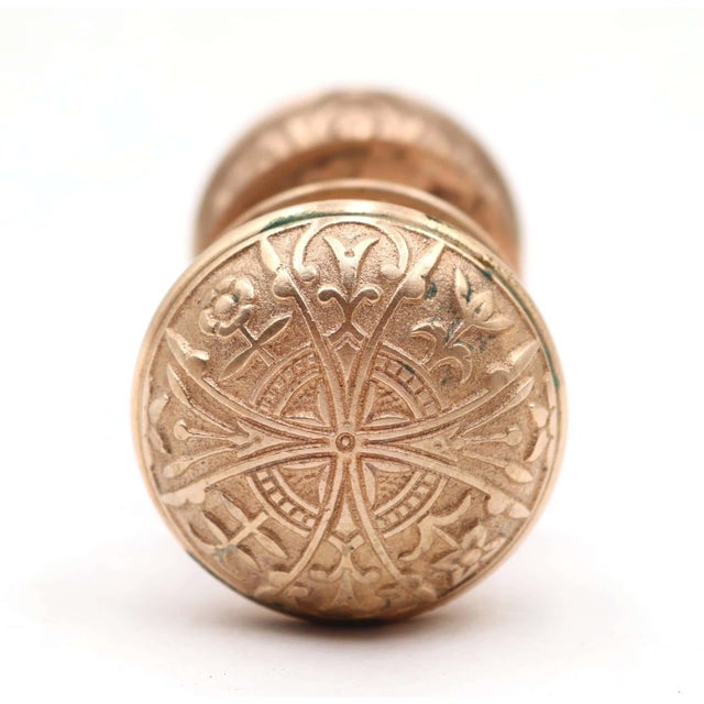 Antique Vernacular style polished brass passage door knob set made by Lockwood in the 1894 catalog. Part of the H-20600...