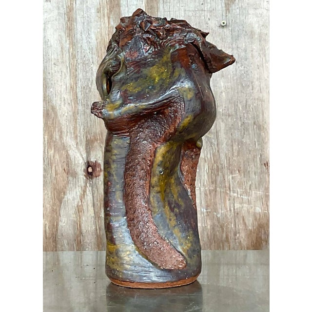 Late 20th Century Vintage Boho Abstract Studio Pottery Vase For Sale - Image 5 of 10