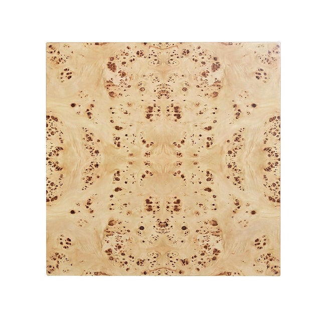 Mid-Century Modern Pair of Square Light Burl Wood Side Tables For Sale - Image 3 of 5