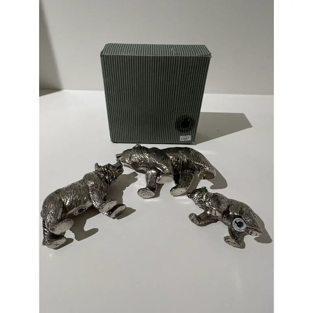 Metal Set of 3 Pewter Bears by Cipolla Pewter, Made in Italy From Gorsuch in Aspen For Sale - Image 7 of 10