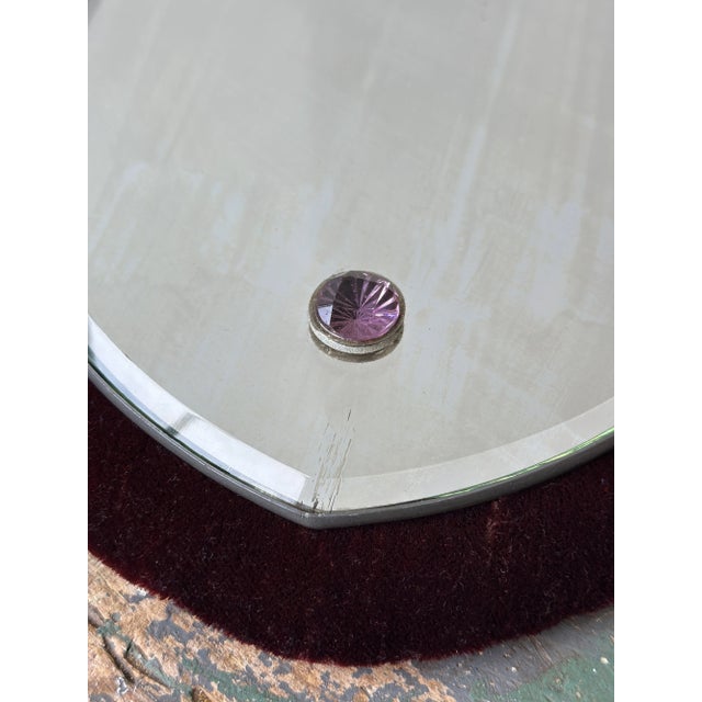 Antique Victorian Velvet + Beveled Glass Sorcerer's Mirror, Circa Late 19th Century For Sale - Image 13 of 16