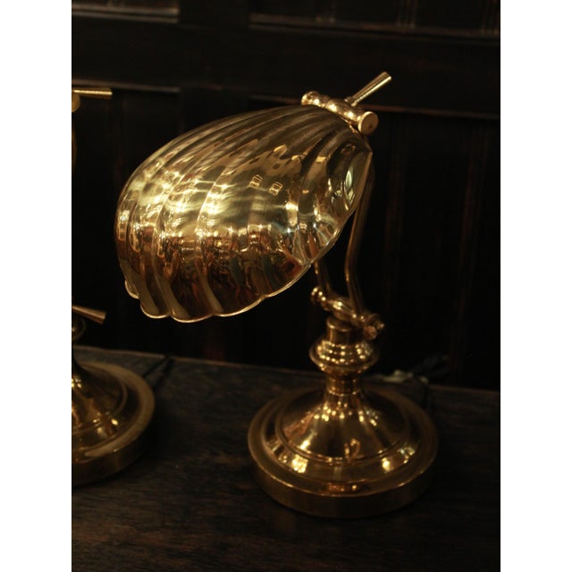 Shell-Shaped Golden Lamps, 1950s, Set of 2 For Sale - Image 3 of 6