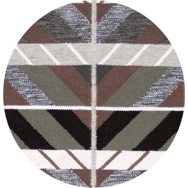 Beautiful Contemporary Swedish Style Runner Rug, hand-knotted wool with a gray field and multi-colored accents with an...