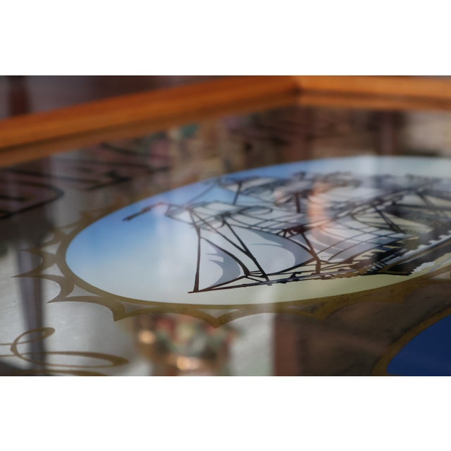 Vintage British East India Company Sailing Ship Reverse-Glass Pub Mirror For Sale - Image 11 of 18
