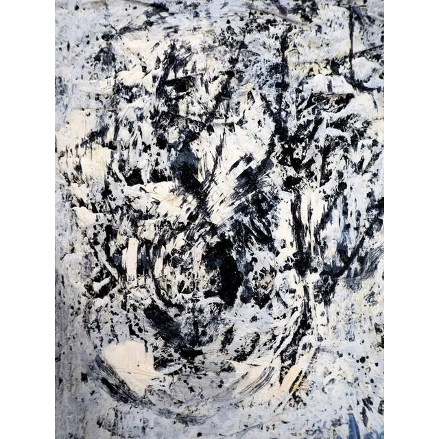 Dyap Guler, Male Portrait, Abstraction in Blue and Black, Mixed Media on Canvas For Sale - Image 6 of 7