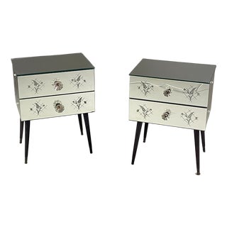 Art Deco Mirrored Bedside Tables, 1950s, Set of 2 For Sale