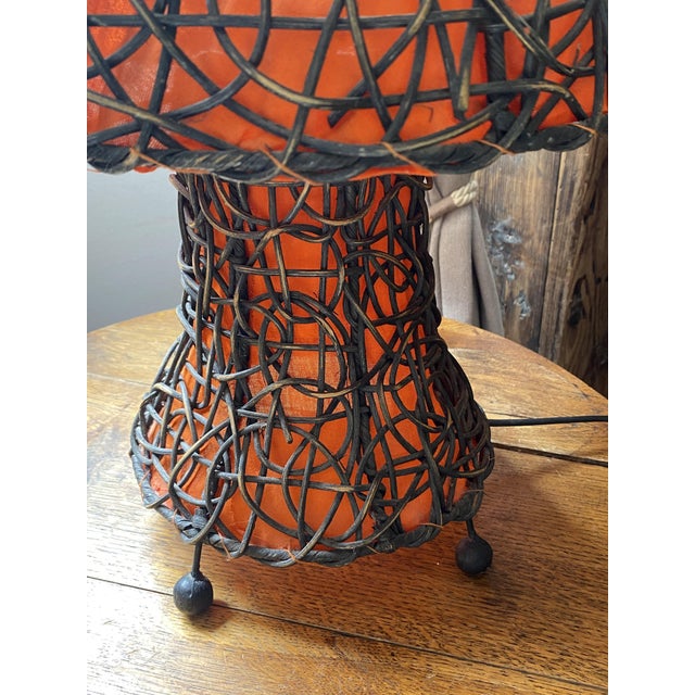 Large Mushroom Lamp in Woven Rattan, 1970 For Sale - Image 10 of 18