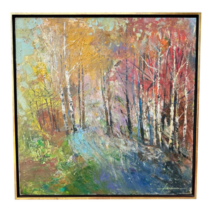Mykola Bodnar – Autumn Forest Landscape (Original Oil Painting) Framed