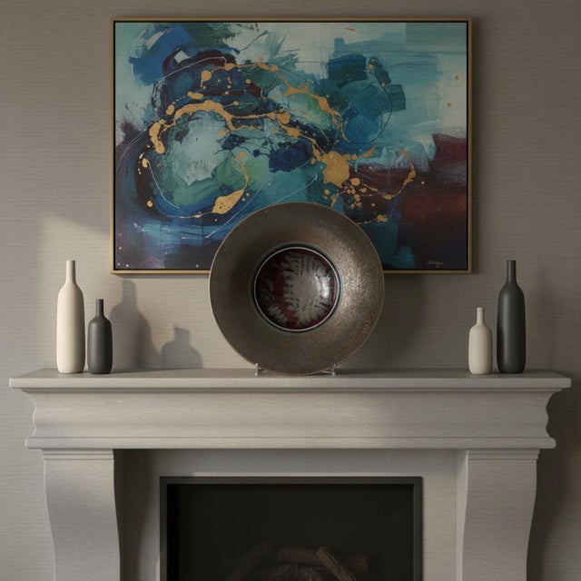 Monumental Signed Raku Pottery Bowl-Wall Hanging-Studio Art Centerpiece-Modern For Sale - Image 4 of 10