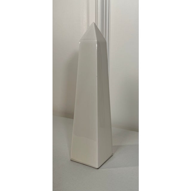 Off-white Vintage Classical Roman White Ceramic Obelisk by Fitz & Floyd For Sale - Image 8 of 10