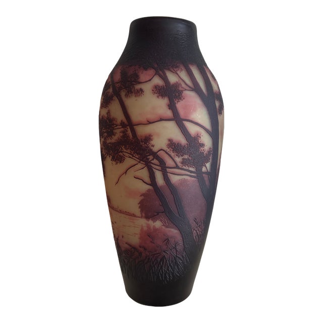 Antique St. Louis d'Argental Acid Etched Cameo Glass Vase For Sale