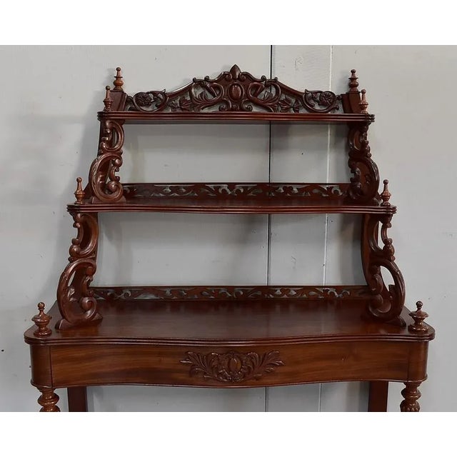 Napoleon III Mahogany Serving Shelving Console, 1850s For Sale - Image 5 of 18