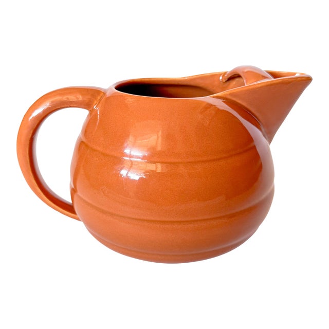 Vintage Bauer Terra Cotta Beehive Pottery Pitcher For Sale