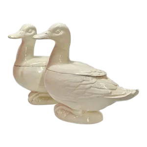 Italian Creamware Trompe l'Oeil Tureens in the Form of Ducks, Nove Di Bassano