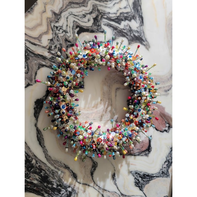 Handmade Beaded & Sequined Wreath / Centerpiece by Maggie Paxton For Sale In New York - Image 6 of 17