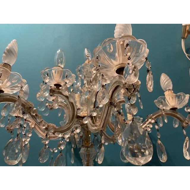 Large Crystal Candelabra Table Lamp, 1960s For Sale - Image 4 of 13