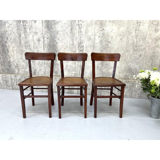 French Bistro Chairs, 1950s, Set of 3 For Sale - Image 4 of 11