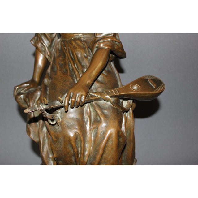 19th Century Paul-Eugène Mengin, the Mandolin Player, 1800s, Bronze For Sale - Image 5 of 15