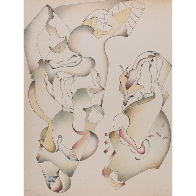 Jan Voss (1936) Composition, 1974 Original color lithograph Signed in pencil and dedicated to Bernard Limited edition of...