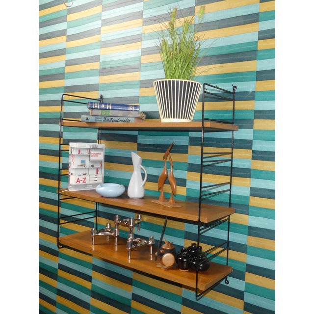 1960s Vintage String Shelf Unit in Walnut and Teak, 1960s For Sale - Image 5 of 12