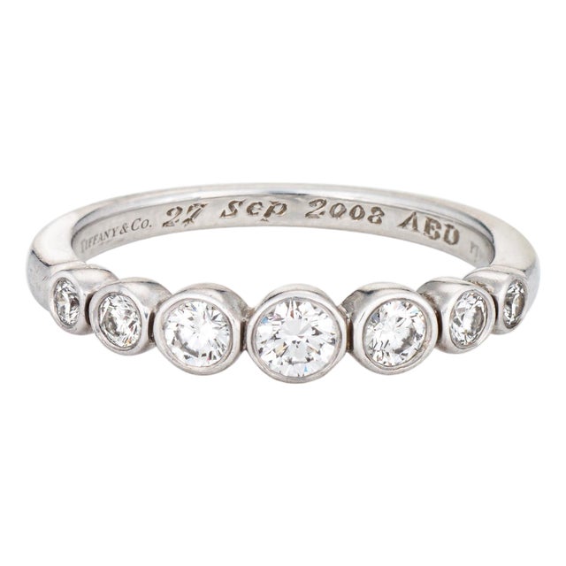 Circa 2004 Tiffany & Co Jazz Diamond Ring Sz 6.5 Band Platinum Fine Signed Jewelry For Sale