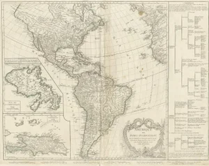Antique Map of the Americas and West Indies by Robert De Vaugondy, 1778