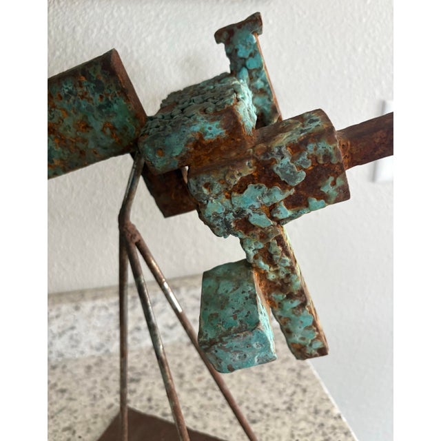 Abstract Mid 20th Century Expressionist Abstract Brutalist Sculpture, Welded Steel, 16” High For Sale - Image 3 of 10