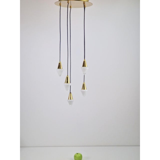 Gold Glass and Brass Cascade Pendant Lamp by Schmidt Leuchten, 1970s For Sale - Image 8 of 14