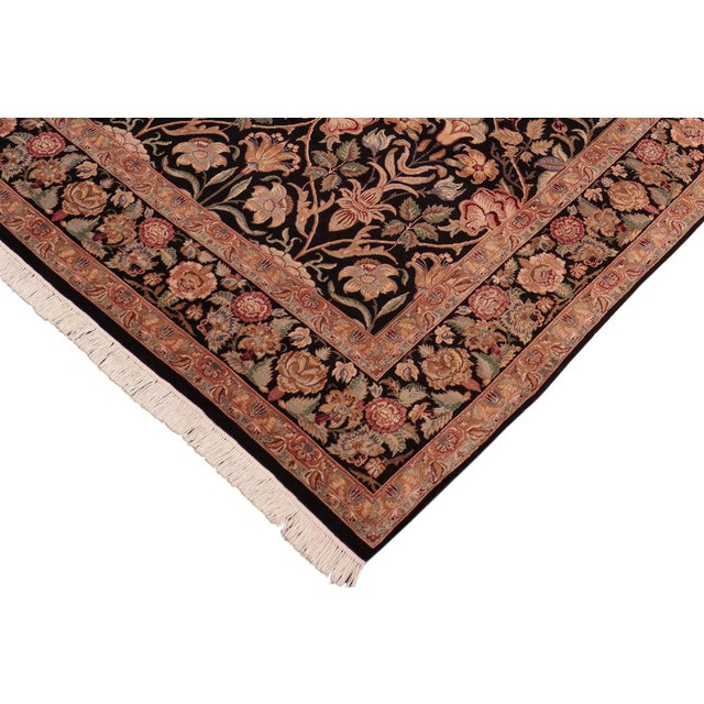 Shabby Chic Art Nouveau Pak-Persian Black/Red Wool Rug - 8'1'' X 10'1'' For Sale - Image 3 of 9