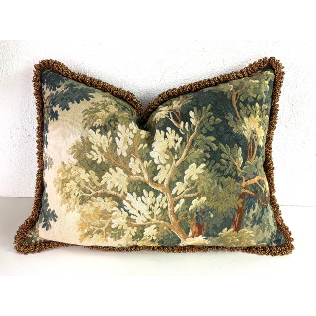 Vintage Hand Woven Aubusson Tapestry Pillow For Sale - Image 4 of 8