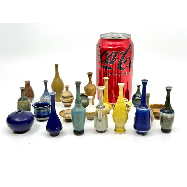 Blue 1950s Collection of 23 Miniature John Andersson Pottery Vessels for Hoganas of Sweden For Sale - Image 8 of 18