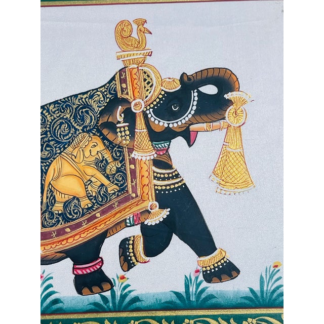 English Vintage British Colonial Elephant Silkscreens Frames - Set of 3 For Sale - Image 3 of 5