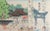 Pair of early 20th century miniature Japanese woodblock prints. Both have Torii gates, shrines, people, one with swimmers....