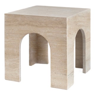 Travertine Arch Side Table from Kiwano Concept For Sale