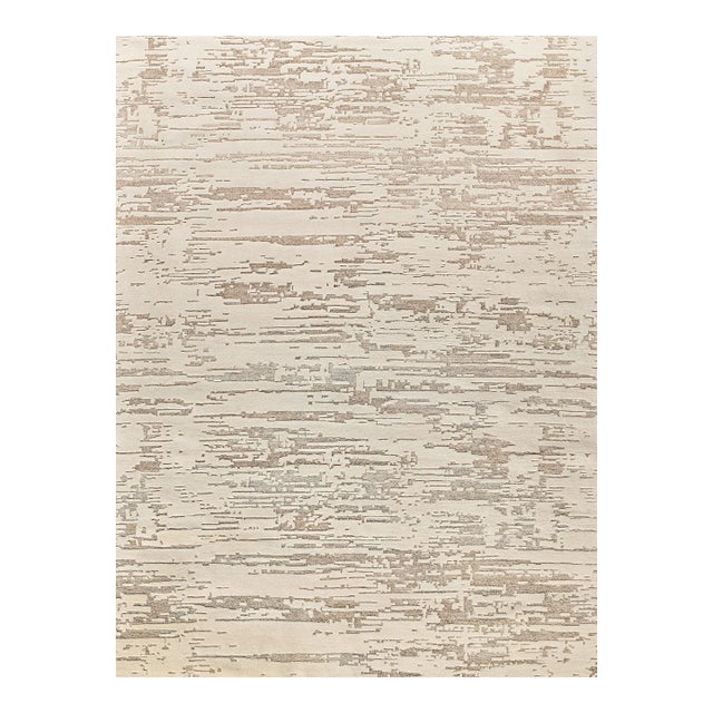 Exquisite Rugs Platinum Hand-Knotted New Zealand Wool & Nettle Fiber Light Beige Rug-8'X10' For Sale