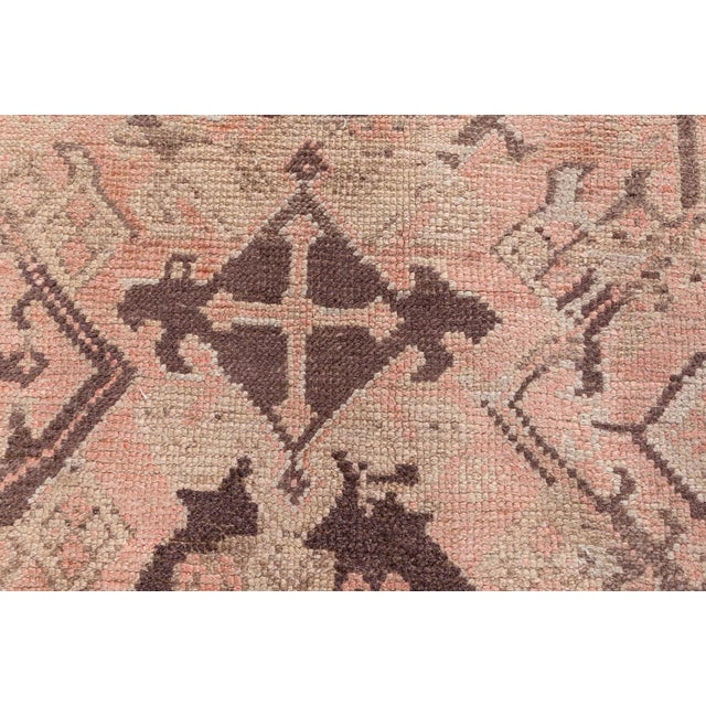Textile Antique Turkish Oushak Rug in Faded Rose and Mocha Tones For Sale - Image 7 of 8