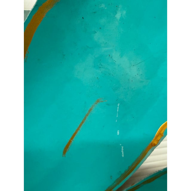 Turquoise Pat & Andre Juneau Metal Flower Wall Sculpture, Large For Sale - Image 8 of 12