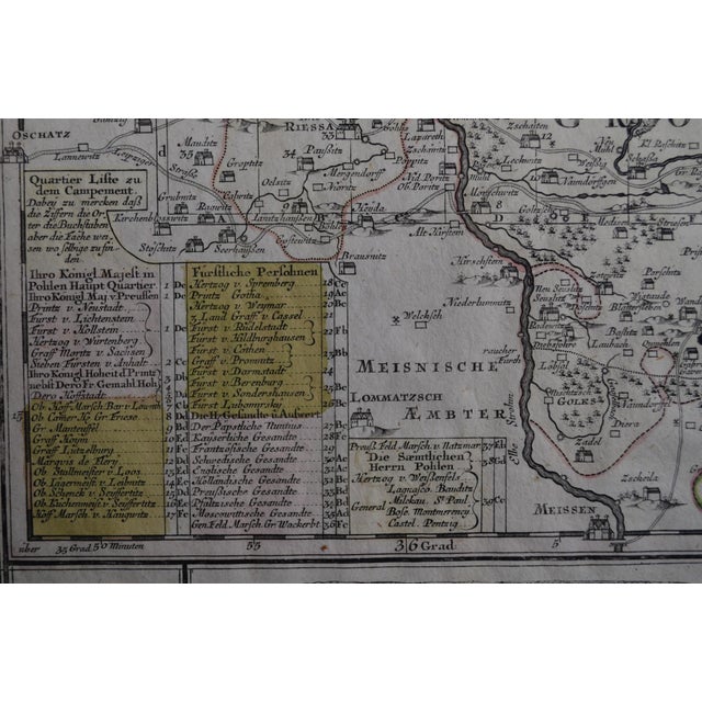 Antique German Geographical Map "Grossen Hayn" 1730 Engraved in Black With Color Highlights For Sale - Image 9 of 12
