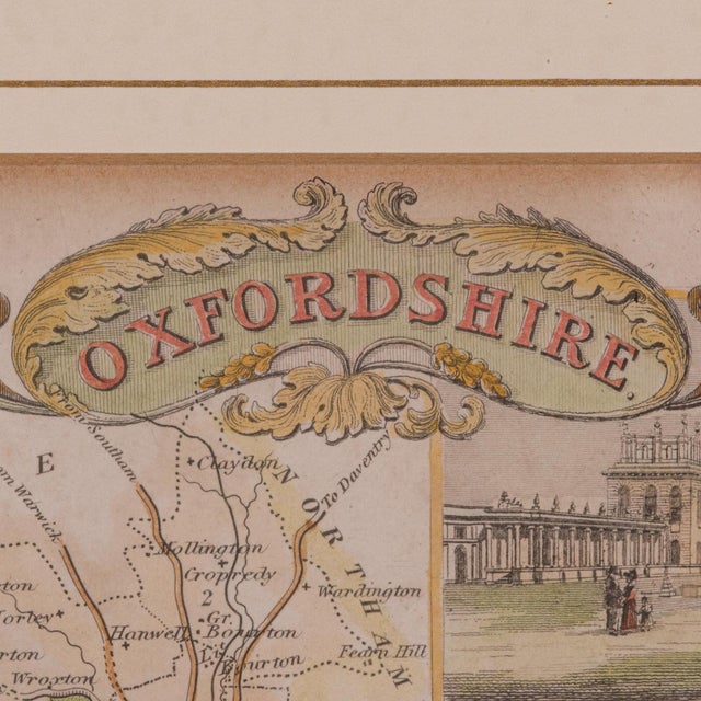 Wood 1850's Antique County Map Oxfordshire For Sale - Image 7 of 12