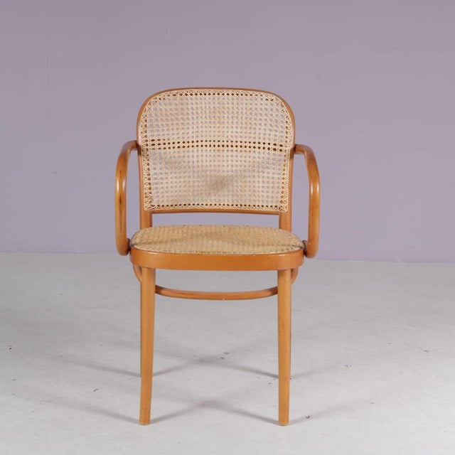A beautiful chair, model 811, designed by Josef Hoffmann and manufactured by Ligna in Czech around 1930. The light wooden...