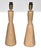 Taupe Vintage Natural Tapered Solid Wood Brass Table Lamps Mid-Century Modern, Pair For Sale - Image 8 of 18