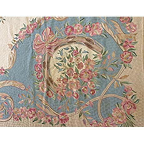 his extraordinary Antique Indian Textile, dating to circa 1920, is a rare masterpiece of embroidery on a monumental scale....
