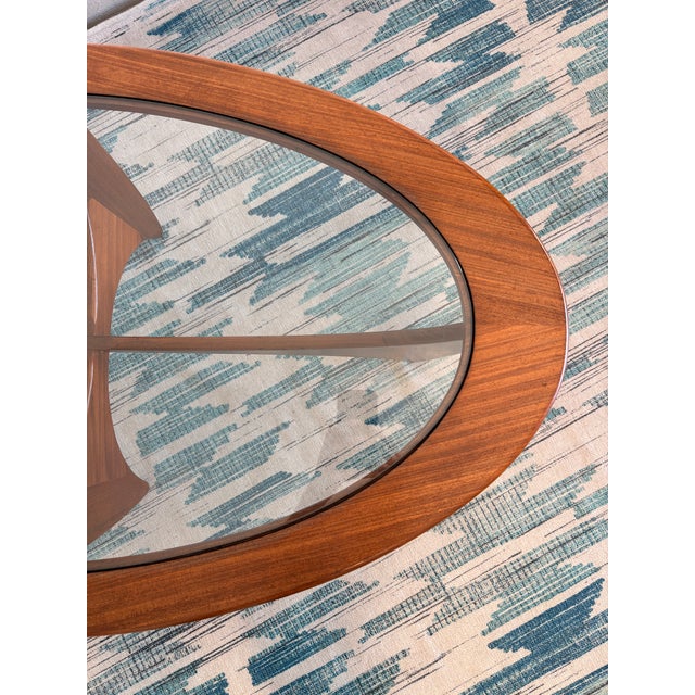 Wood G Plan Astro Teak & Glass Oval Coffee Table – Mid Century Modern Sculptural Base For Sale - Image 7 of 10