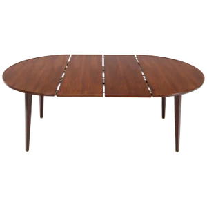 Dunbar Round Walnut Dining Table with 2 Extension Boards Leafs Racetrack Shape