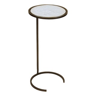 Matthew Izzo Home Monaco Bronze Drinks Table With Round Mirror Top For Sale