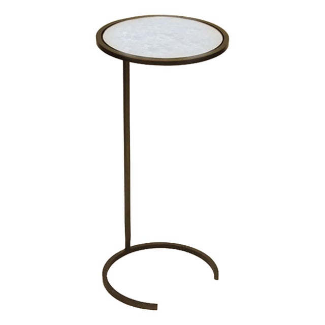 Matthew Izzo Home Monaco Bronze Drinks Table With Round Mirror Top For Sale